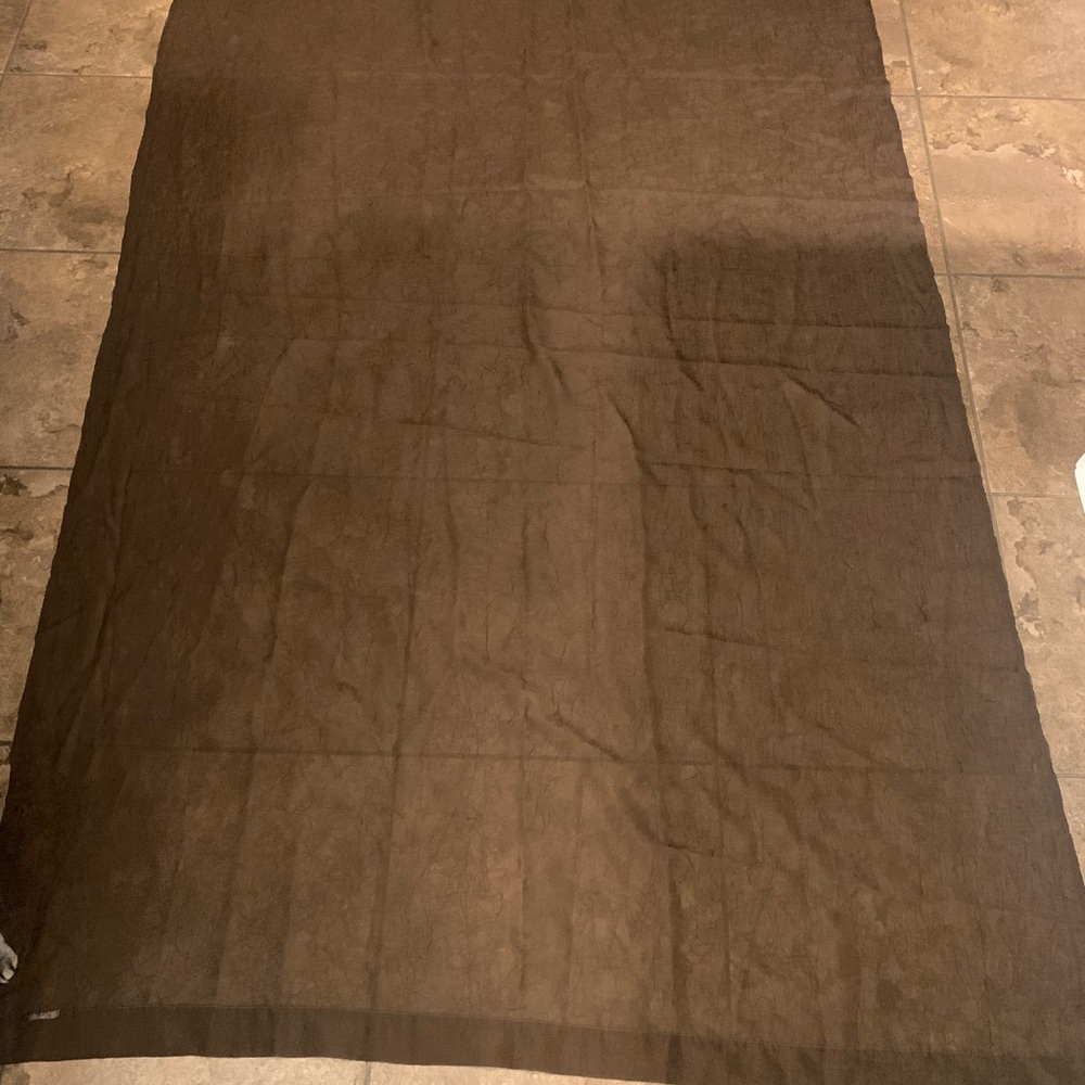 Brown Crinkle Voile Window Curtain